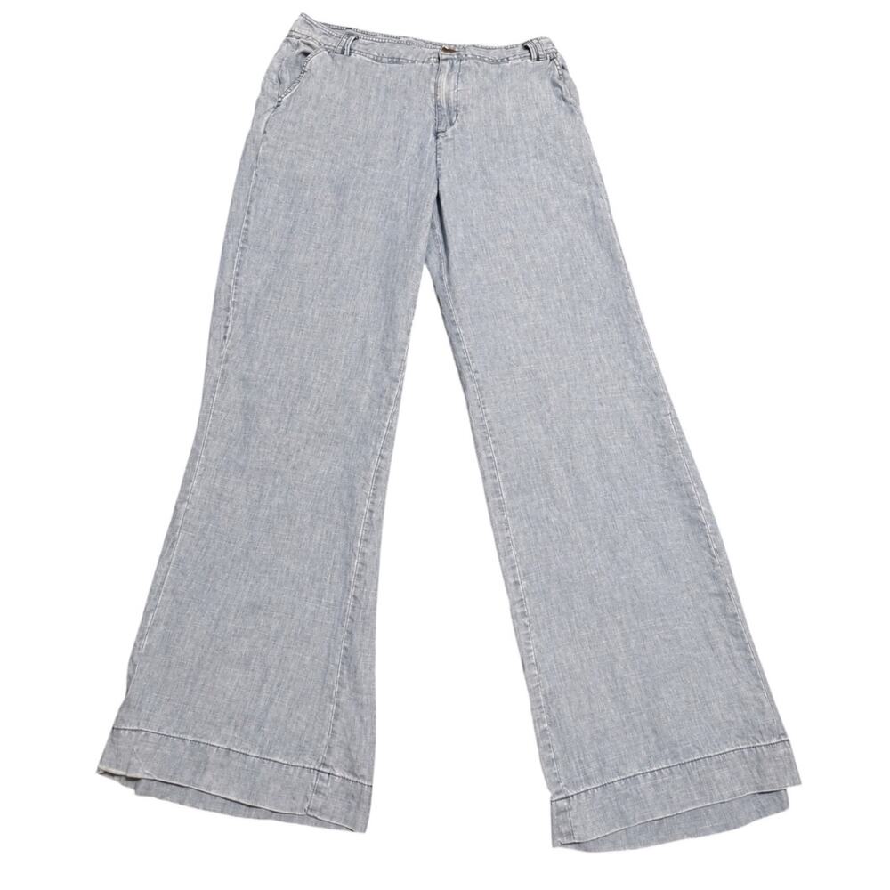 Sundance Blue Lyocell Linen Blend Wide Leg Coastal Pants, Chambray, Size 10 - Picture 3 of 6